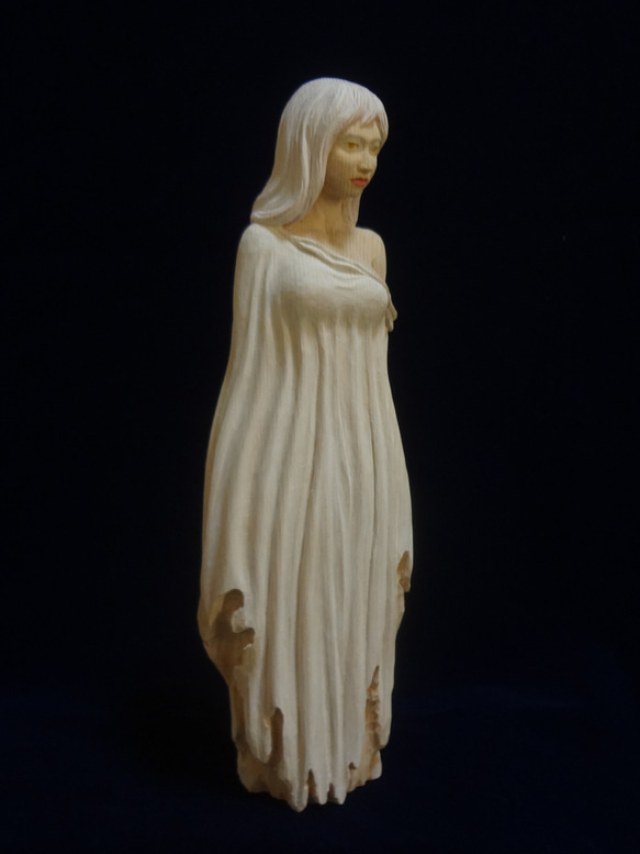 木彫刻 アート 『 星の神話 』 芸術 アート 女性 ハンドメイド 松 手彫り 彫刻 3枚目の画像