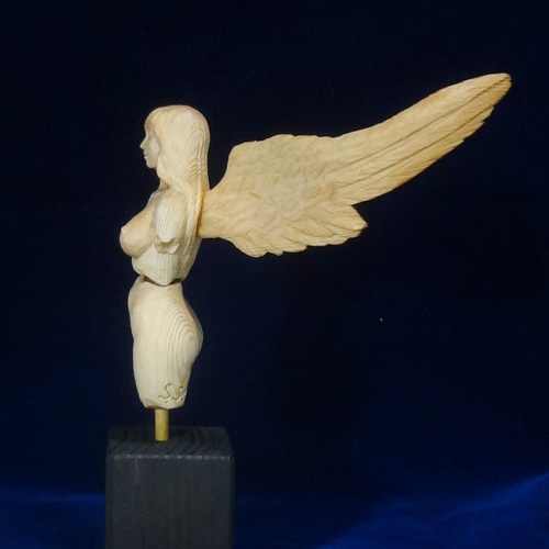 木彫刻 アート『 片翼の天使像 』 トルソ 裸婦 芸術 ハンドメイド 松