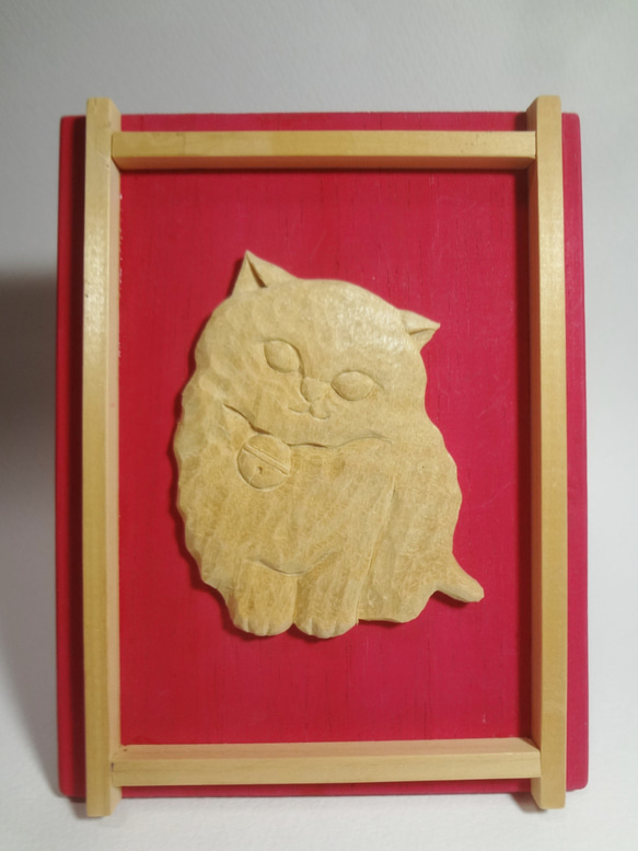 木彫刻 レリーフ『 猫 』 動物　彫刻　ネコ　アート　壁掛け　置物 1枚目の画像
