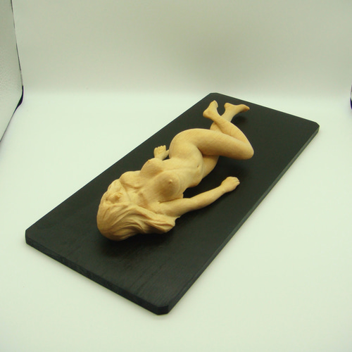 出品者作 『 水月 』 オリジナル 木彫刻 アート トルソ 裸婦 芸術