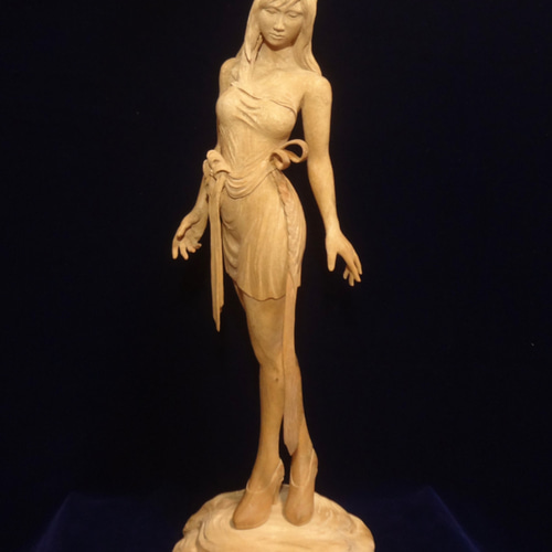 水月 』 木彫刻 アート 芸術 アート 女性 ハンドメイド 手彫り 彫刻