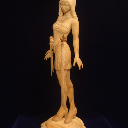 木製女性彫刻 水月 』 木彫刻 アート 芸術 アート 女性 ハンドメイド 手彫り 彫刻