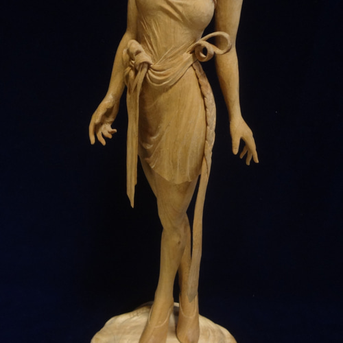 水月 』 木彫刻 アート 芸術 アート 女性 ハンドメイド 手彫り 彫刻