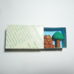 木彫刻マッチ箱アート『 親子ぐま 』くま　熊　動物 　　 4枚目の画像