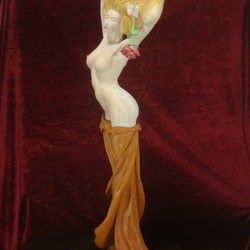 『 ローズ 』  木彫刻 アート 　芸術  ハンドメイド トルソ 手彫り 彫刻 花　薔薇　裸婦　女性　 2枚目の画像