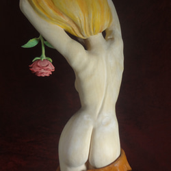 『 ローズ 』  木彫刻 アート 　芸術  ハンドメイド トルソ 手彫り 彫刻 花　薔薇　裸婦　女性　 10枚目の画像