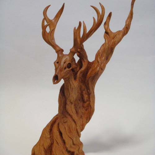 メトシェラ 』 木彫刻アート 旧約聖書 鹿 シカ 木 古木 芸術 桜