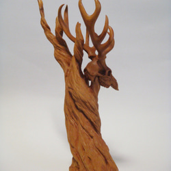 『 メトシェラ 』 木彫刻アート 旧約聖書　鹿　シカ　木　古木　芸術　桜 アート　art 5枚目の画像