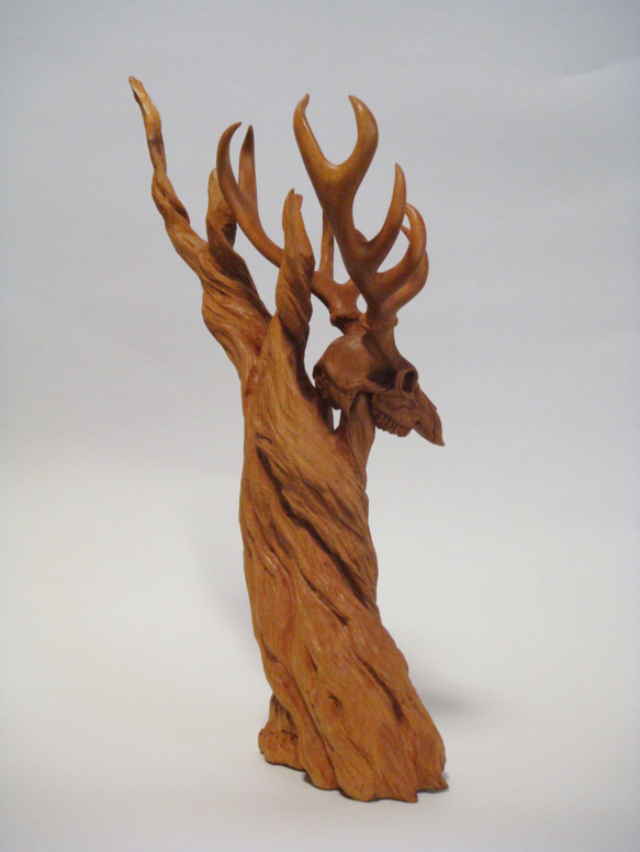『 メトシェラ 』 木彫刻アート 旧約聖書　鹿　シカ　木　古木　芸術　桜 アート　art 5枚目の画像