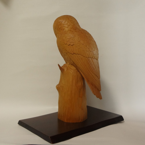 木彫 ふくろう 6cm 桧木 ある夜の梟 』 木彫刻 フクロウ 芸術 アート