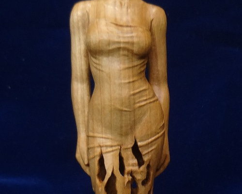 売却済 木彫刻 アート 『 樹霊 』芸術 トルソ ハンドメイド 松 手彫り