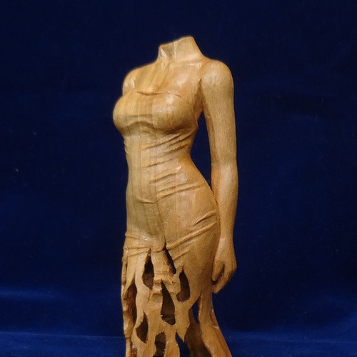 売却済 木彫刻 アート 『 樹霊 』芸術 トルソ ハンドメイド 松 手彫り