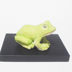 木彫刻 アート『 蛙 』カエル かえる　動物　両生類　芸術 アート  手彫り　松 4枚目の画像