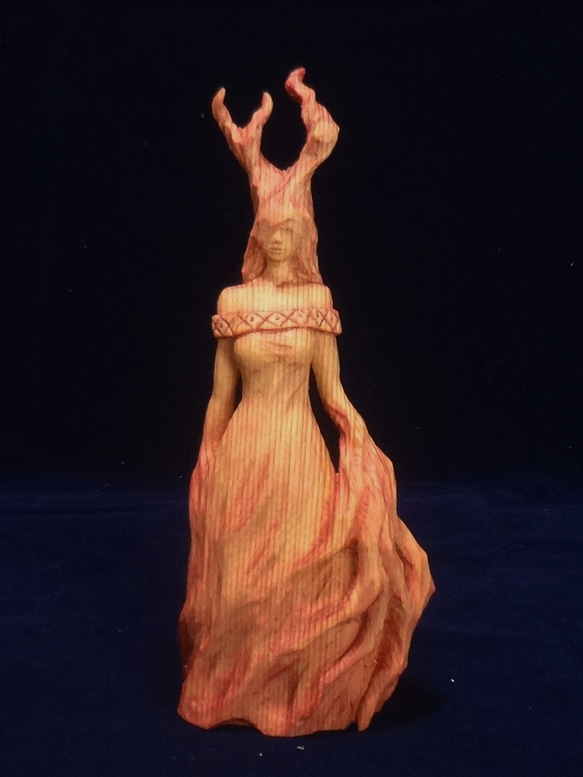 夜の帳 』 木彫刻 アート 精霊 芸術 アート 女性 ハンドメイド 手彫り