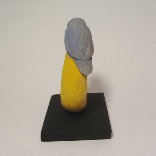 木彫刻 アート『 月と青い鳥 』動物 芸術 アート 手彫り 松 彫刻 佐藤