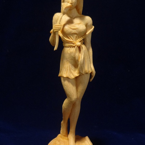 売却済 個人蔵 木彫刻 『カラー』 女性像 芸術作品 立体