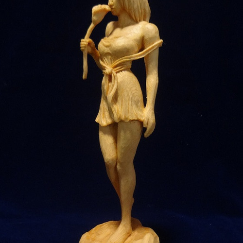 売却済 個人蔵 木彫刻 『カラー』 女性像 芸術作品 立体・オブジェ