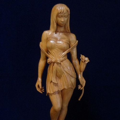 木彫刻 『 カラー 』 アート 芸術作品 彫刻 花 彫刻 佐藤史隆 通販