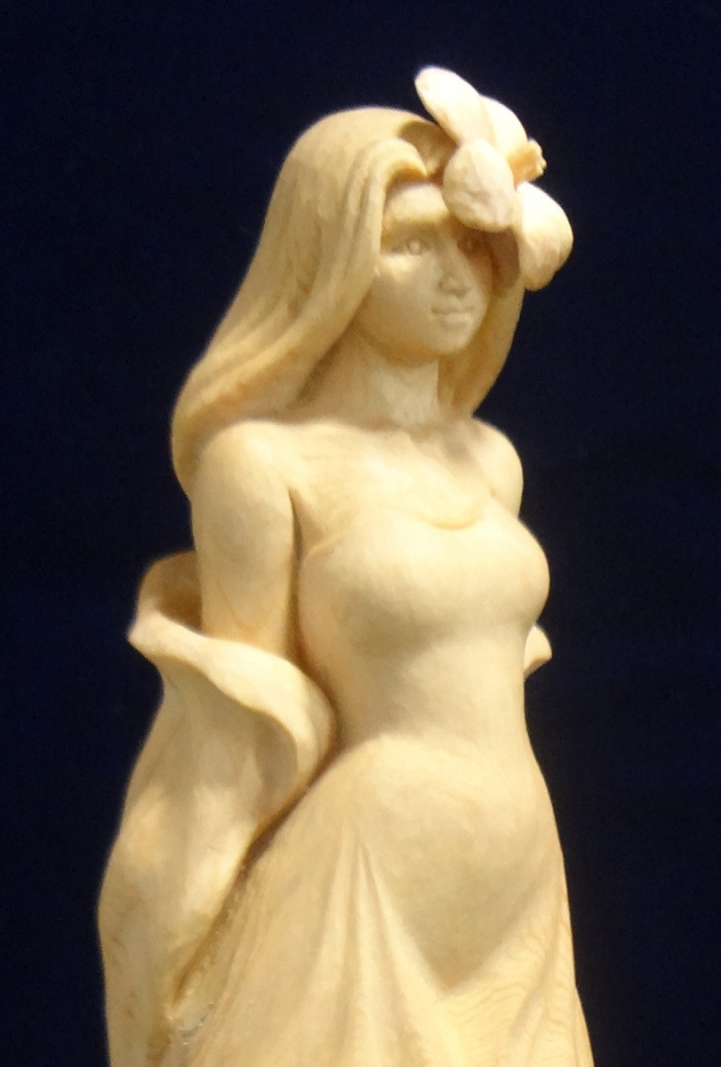 木製女性像彫刻 約75cm 直径　15cm 木彫りアート② バリ 木製女性像の彫刻 約53cm - メルカリ