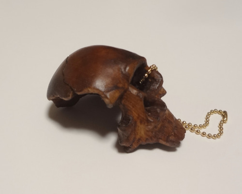 木彫刻 『 スカル 』 アート キーホルダー スカル 芸術 手彫り 彫刻