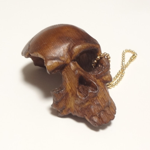 木彫刻 『 スカル 』 アート キーホルダー スカル 芸術 手彫り 彫刻