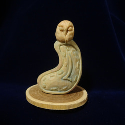 木彫刻 『 時の梟 』 鳥 芸術 アート 木彫り 彫刻  ふくろう　art 1枚目の画像