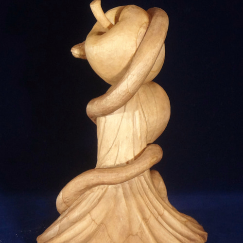 木彫刻 アート 『 禁断の果実 』 芸術 アート 女性 ハンドメイド 松