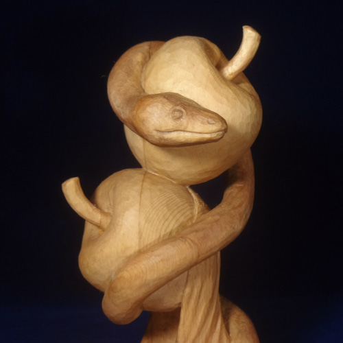 木彫刻 アート 『 禁断の果実 』 芸術 アート 女性 ハンドメイド 松