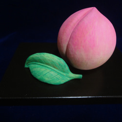木彫アート 『 桃 』 もも　古代桃　果物　ピンク　 5枚目の画像