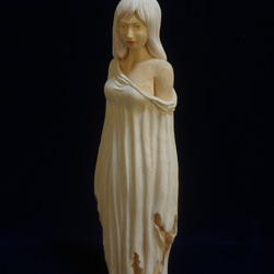 木彫刻 アート 『 星の神話 』 芸術 アート 女性 ハンドメイド 松 手彫り 彫刻 2枚目の画像