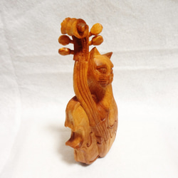 『 猫のヴァイオリン弾き 』 木彫刻 アート 芸術  ハンドメイド 松 手彫り　猫　動物 8枚目の画像