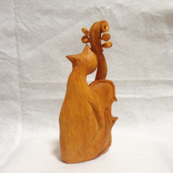 『 猫のヴァイオリン弾き 』 木彫刻 アート 芸術  ハンドメイド 松 手彫り　猫　動物 9枚目の画像