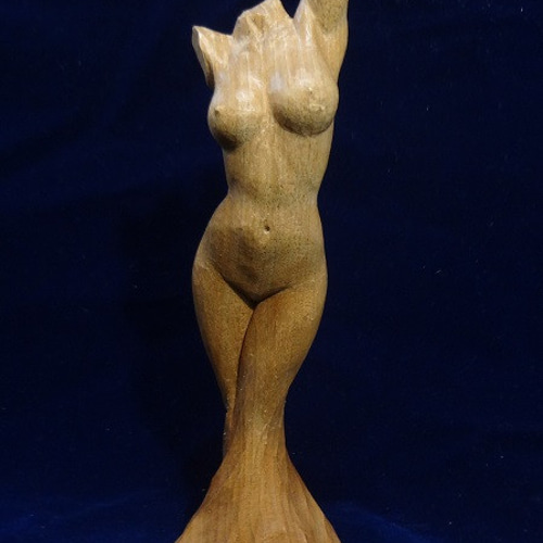 売却済 木彫刻 アート 『 新緑 』 芸術 トルソ ハンドメイド 松 手彫り