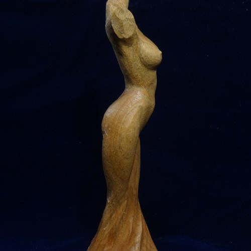 売却済 木彫刻 アート 『 新緑 』 芸術 トルソ ハンドメイド 松 手彫り