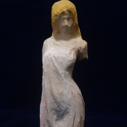 売却済 木彫刻 アート 『 月の女神 』 芸術 トルソ ハンドメイド 松