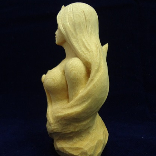 売却済 木彫刻 『 深層 』 女性像 芸術作品 立体・オブジェ 佐藤史隆