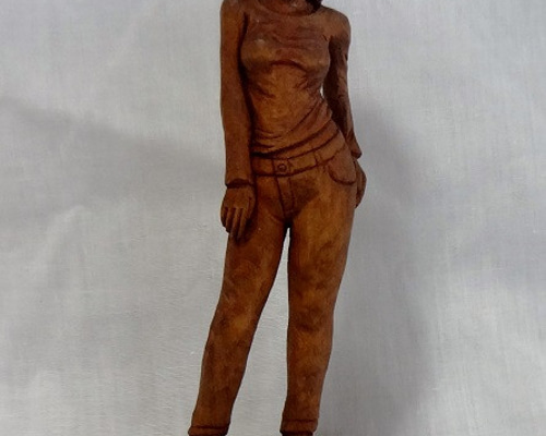 アートデコ風女性像の金属彫刻 販売可 木彫刻アート 『 明日の風 』 女性像 芸術作品 立体・オブジェ
