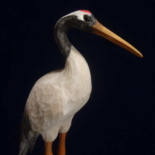 売却済 木彫刻 アート 『 鶴 』 芸術 ハンドメイド 松 手彫り 鳥 動物 