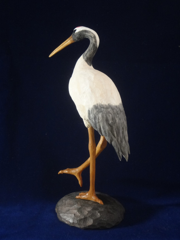 売却済　木彫刻 アート 『 鶴 』  芸術  ハンドメイド 松 手彫り　鳥　動物 7枚目の画像