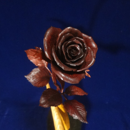 木彫刻 アート 『 薔薇 ～ 散りゆくものへ ～ 』 芸術 手彫り ローズ