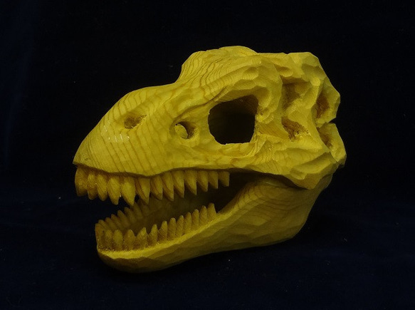 木彫刻アート 『 ティラノサウルス 』 恐竜の化石 芸術作品 立体