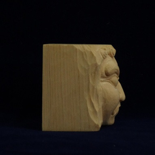 仏頭キューブ『 不動明王 』 木彫刻仏像 仏教芸術作品 檜材 立体