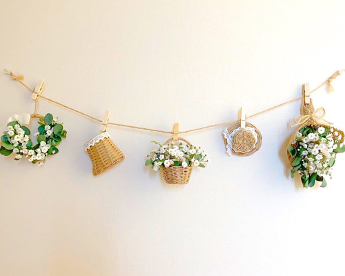 ❤︎かすみ草とユーカリ❤︎ドライフラワーガーランド ドライフラワー