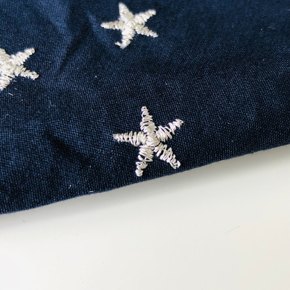 《ダブルガーゼ》刺繍生地/銀糸の星空マスク《大人男性・女性・子供サイズ》 7枚目の画像