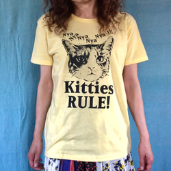 Kitties RULE! スタンダードTシャツ(ライトイエロー) Lサイズ 1枚目の画像