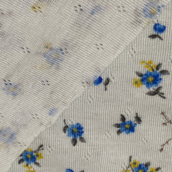 針抜きフライスニット　花柄　ブルー／水色 4枚目の画像