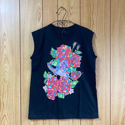 薔薇ボタニカルノースリーブTシャツ 2枚目の画像