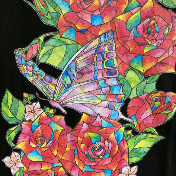 薔薇ボタニカルノースリーブTシャツ 4枚目の画像
