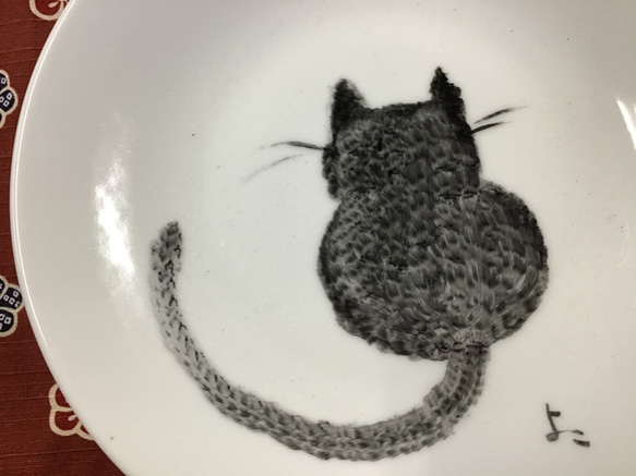 ラーメン丼受け皿付き　手描き　猫 4枚目の画像