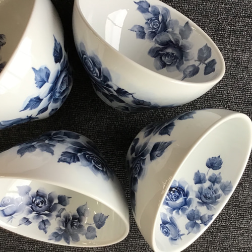 手作り陶芸 青い薔薇丼 手作り陶芸 青い薔薇丼 手作り陶芸 青い薔薇丼